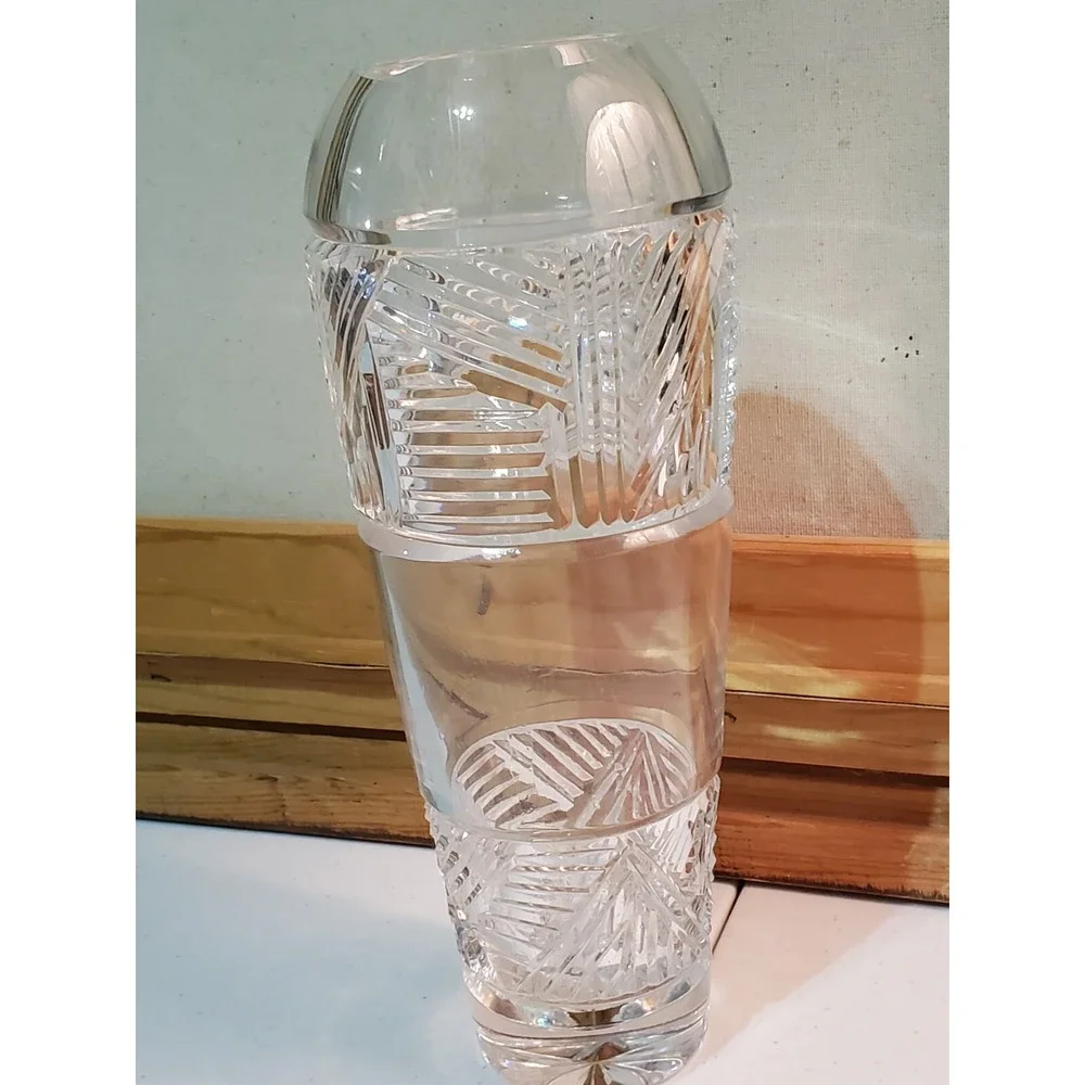 Vase By Villeroy & Boch Lead Crystal Cut Glass Geometric Pattern Heavy 9